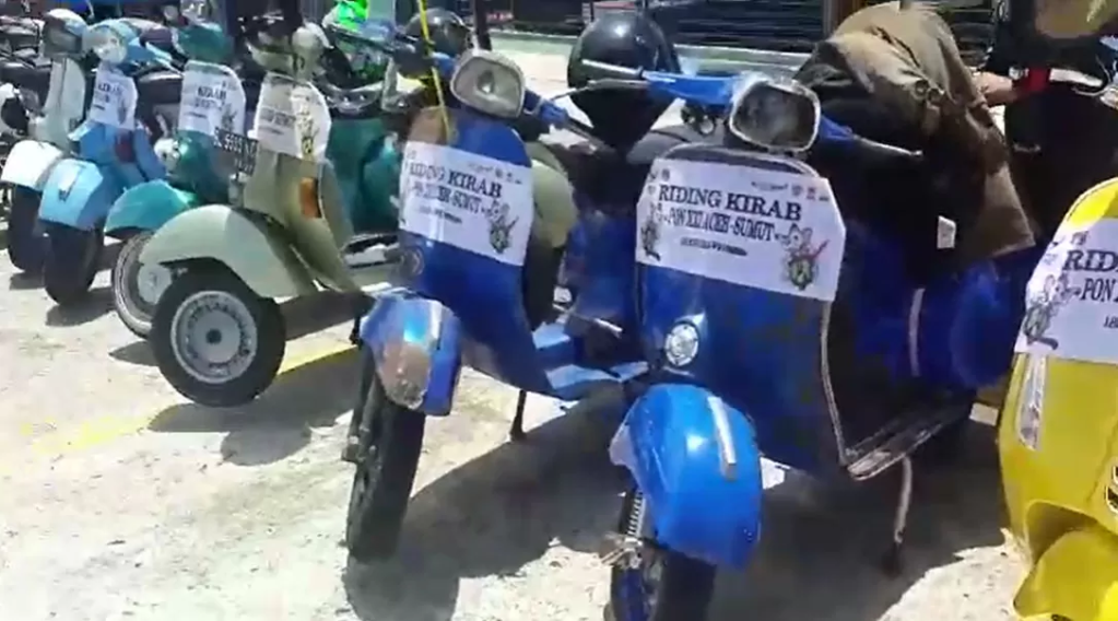 Komunitas Vespa Konvoi Sambut Kirab Api PON XXI Aceh-Sumut 2024 di&nbsp;Lhokseumawe